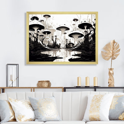Illustration rétro sur toile de la planète magique champignon