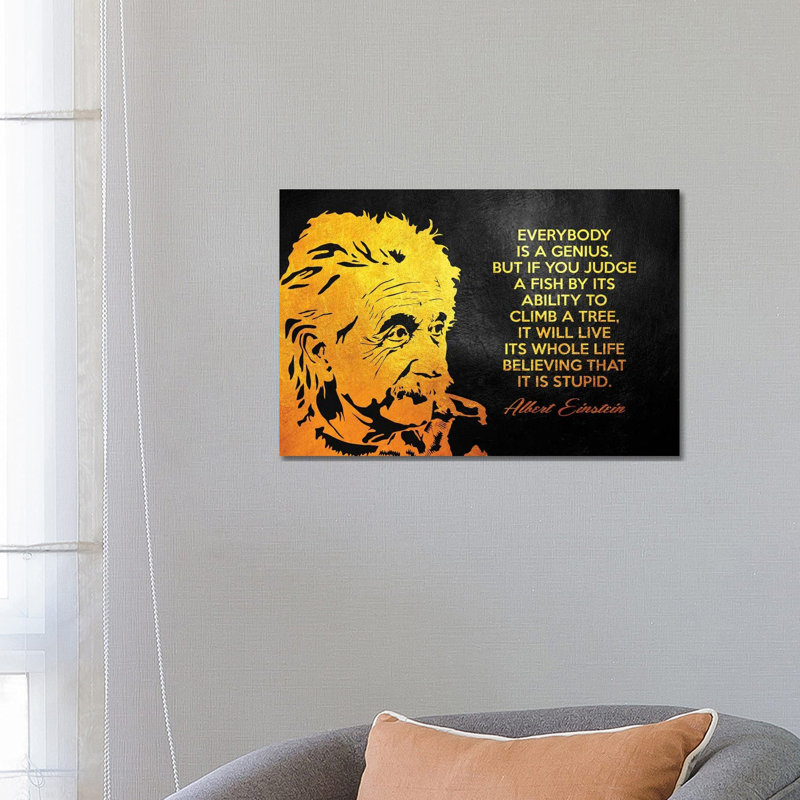 Albert Einstein Genius Quote by Adrian Baldovino - Wrapped Canvas Print, 66.04 cm H x 45.72 cm W x 1.91 cm D