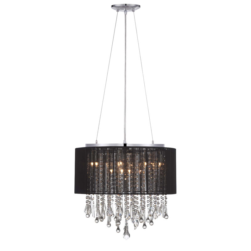 Lustre tambour à abat-jour 12 lumières Macalester, Noir, H 18,5 po x l 20 po