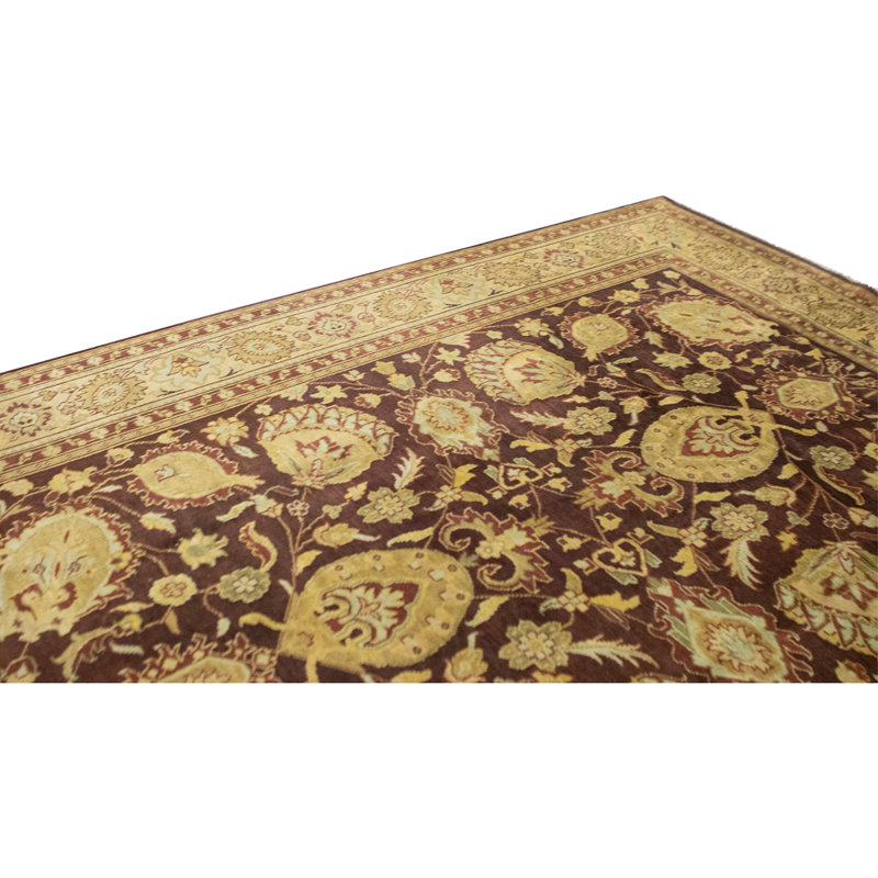 High-Quality Hand-Knotted Brown And Gold Area Rug