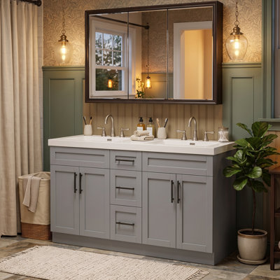 Meuble-lavabo double 59,3 po Modern Shaker