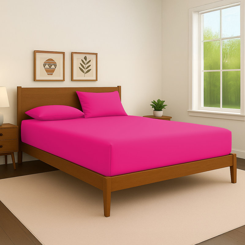 40cm Extra Deep Fitted Sheet – Soft Microfiber, Wrinkle-Free, Cooling, Elastic Corners, Single (3'), Pink