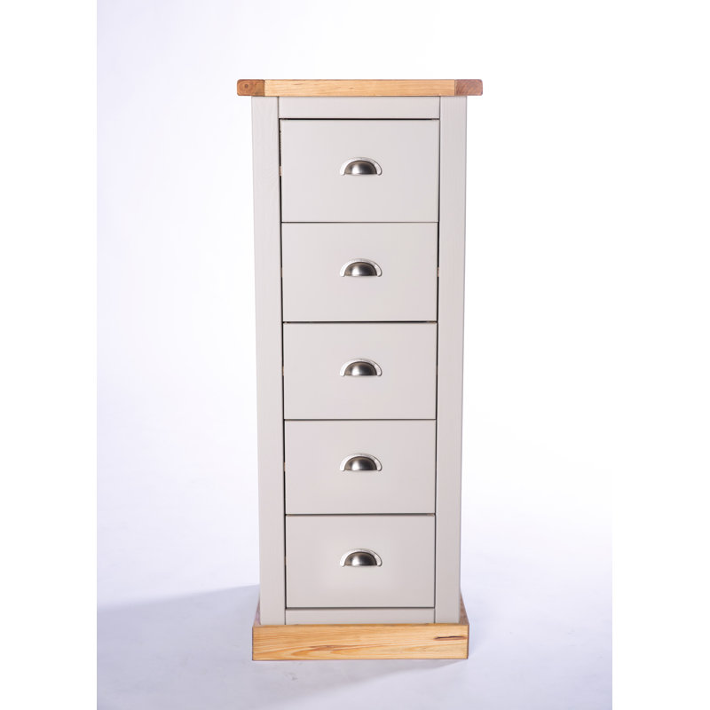 Koby 45cm W 5 - Drawer Chest of Drawers, Grey/Wood, Chrome