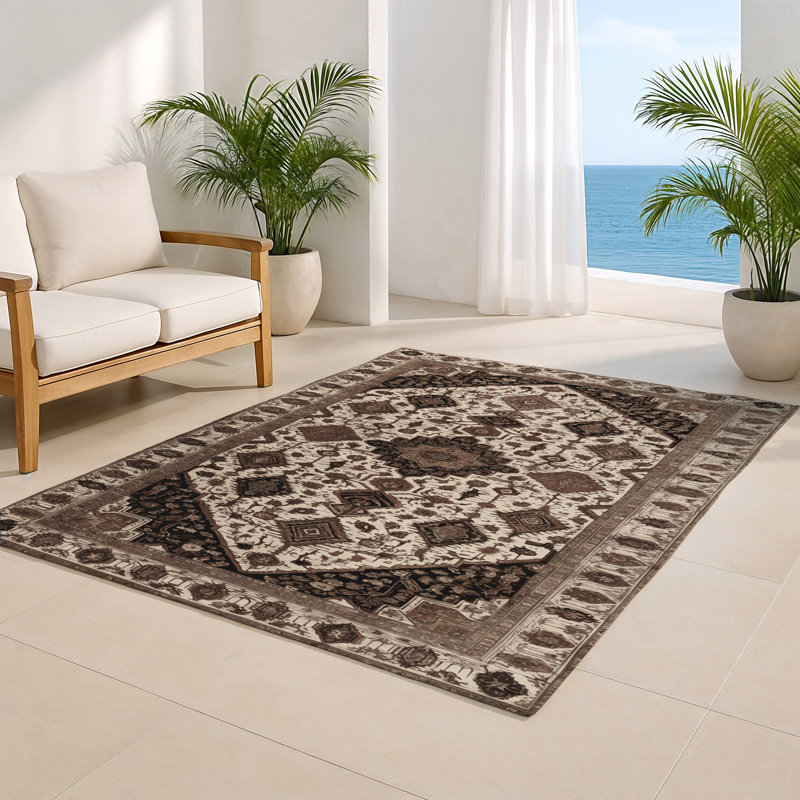 Tapis d'intérieur et d'extérieur gris Persian, Rectangle 5 pi x 7 pi