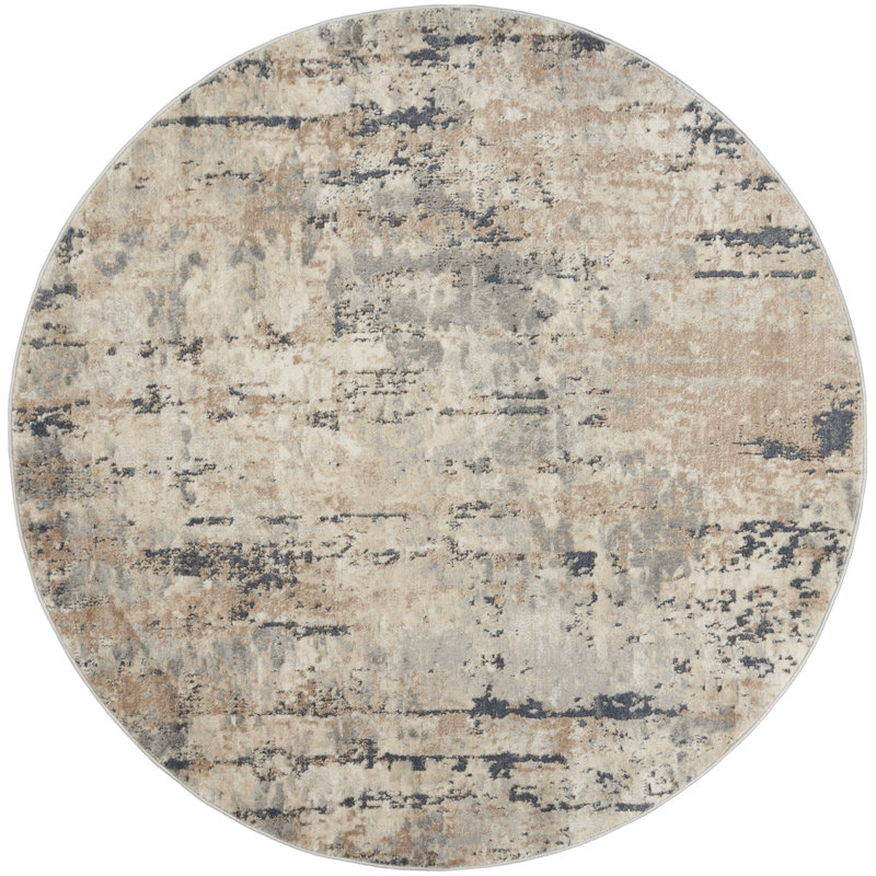 Tapis beige contemporain contemporain, Rond 4 pi