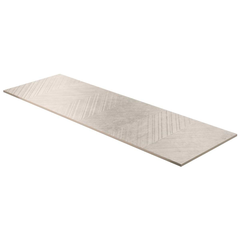 Stoneside Chevron 12x36 Textured Matte Ceramic Tile, Pearl Gray