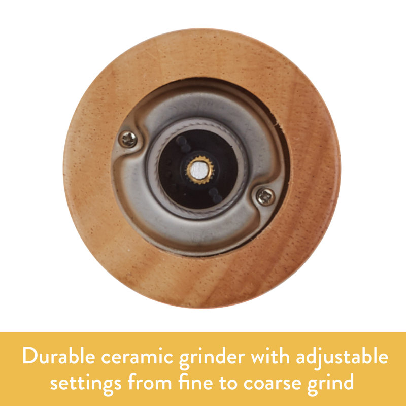Cream Ceramic and Parawood Manual Spice Grinder
