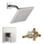 Garniture de douche Icon Collection seulement: pomme de douche carrée de 8 po, ensemble de poignées et soupape brute incluse - nickel brossé 