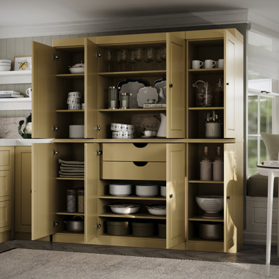 Kyrrah 100% Solid Wood Tall Kitchen Pantry Cabinet with Doors & 2 Drawers, Adjustable Shelves, Modular Kitchen Storage Cabinet, 65" W x 71.5" H