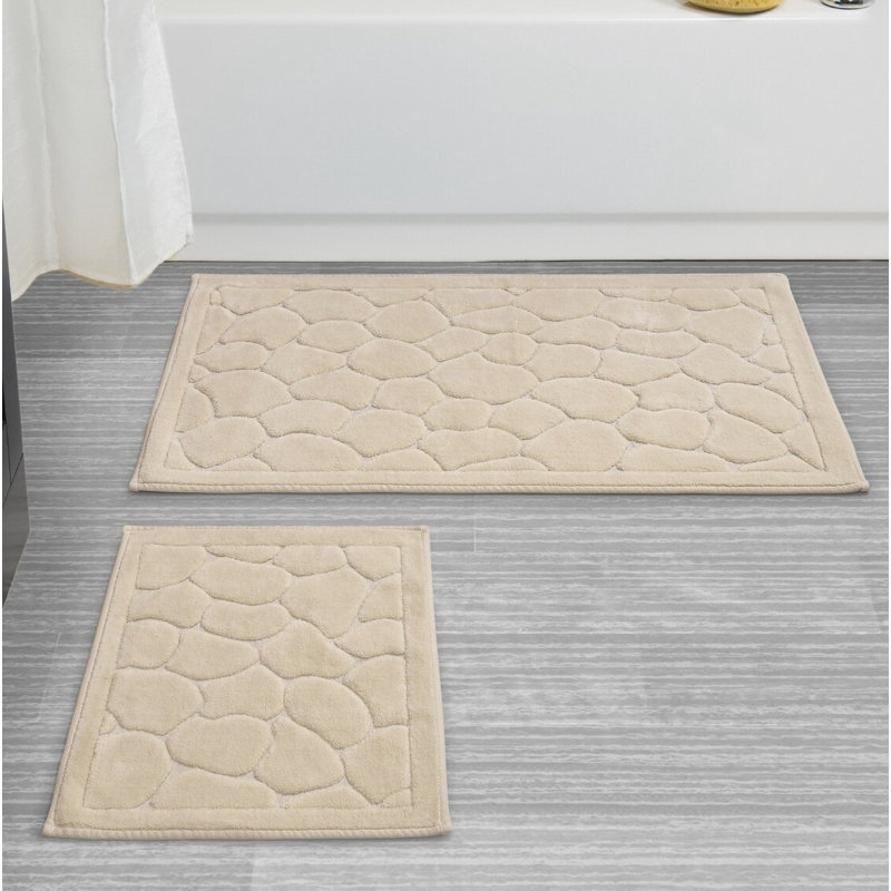 Ensemble de tapis de bain luxueux en coton (2 pièces) | Dessous antidérapant de 19,7 po x 23,6 po et de 23,6 po x 39,4 po | 100% coton, hauteur de poils de 5 mm, lavable à la machine | Doux, absorbant, parfait pour la décoration de salle de bain