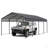 Gray NEW Metal Carport 12 ×20 FT Heavy Duty with Galvanized Steel Roof, Metal Garage Canopy with Galvanized Steel Roof & Frame, Car Tent Outdoor Storage Shed for Car(Canopy)