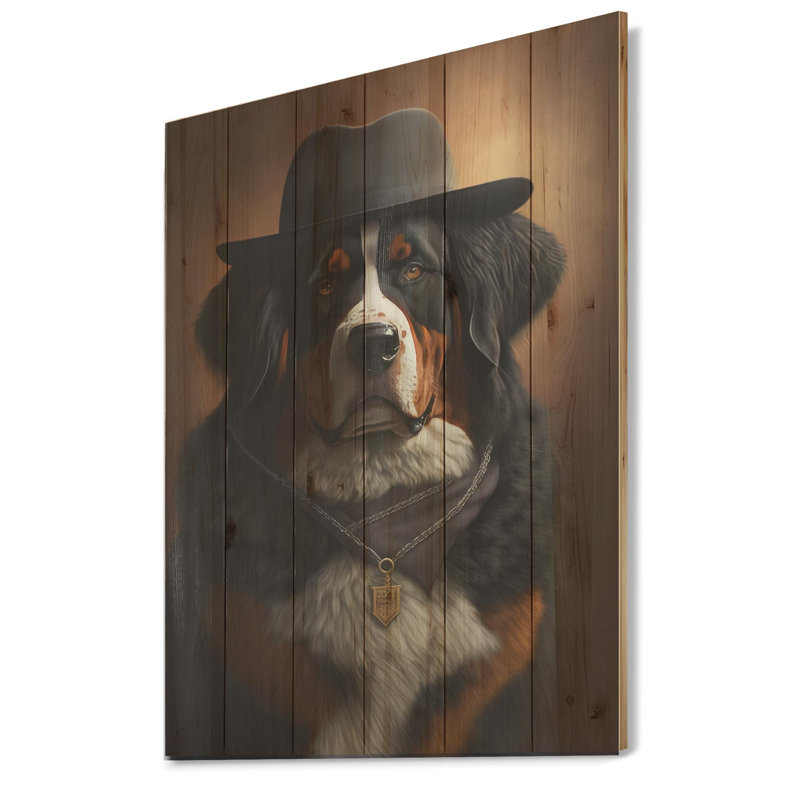 Helja Mafia Bernese Mountain Dog - impression sans cadre sur bois, H 20 po x l 12 po x P 1 po