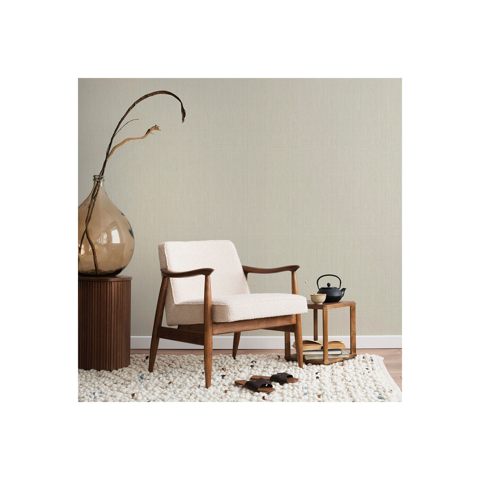 Faux Textured Rattan Peel and Stick Wallpaper, Beige