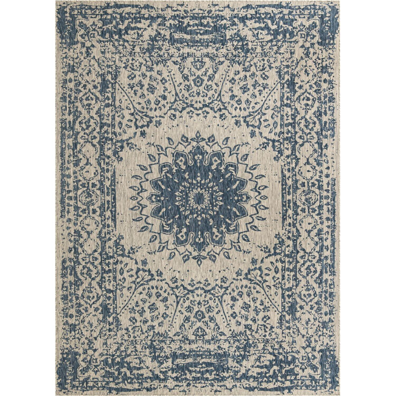 Tapis bleu Contemporary Hitchens, Rectangle 10 pi x 14 pi 1 po