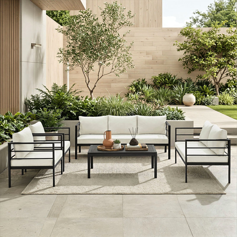 Adamski 7-Person Metal Sofa Seating Group With Cushions