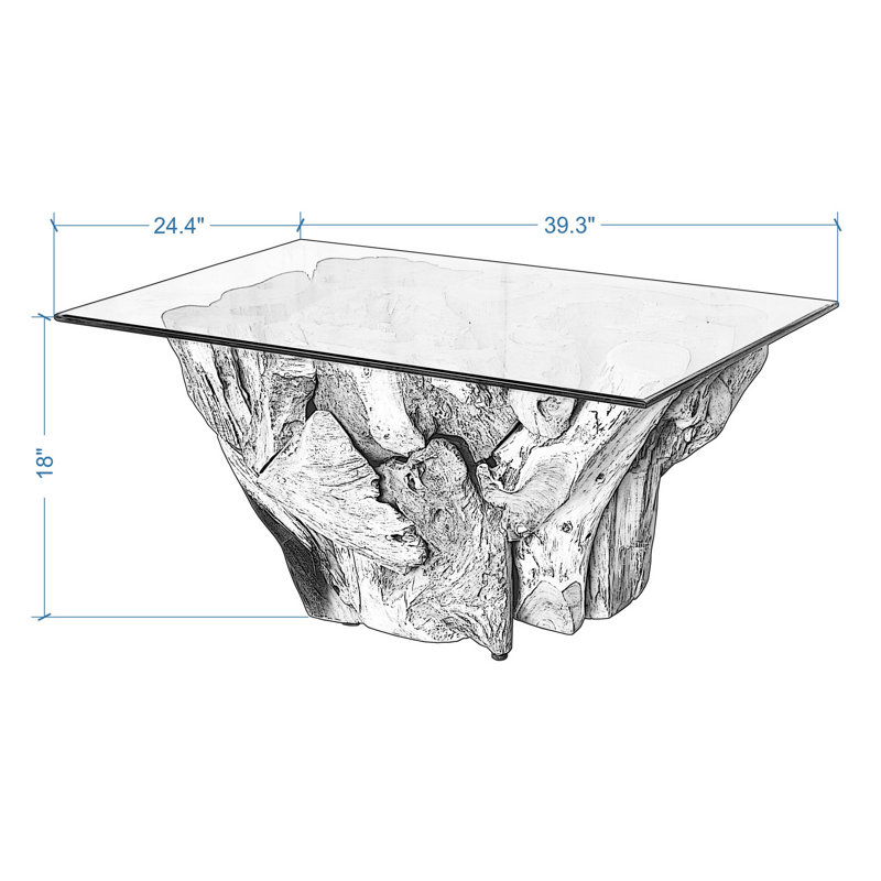 Table basse à piédestal en bois massif avec rangement Bozeman