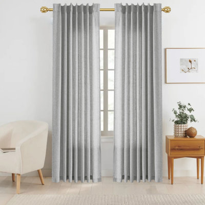 Pinch Pleat Linen Curtains 2 Panels Set