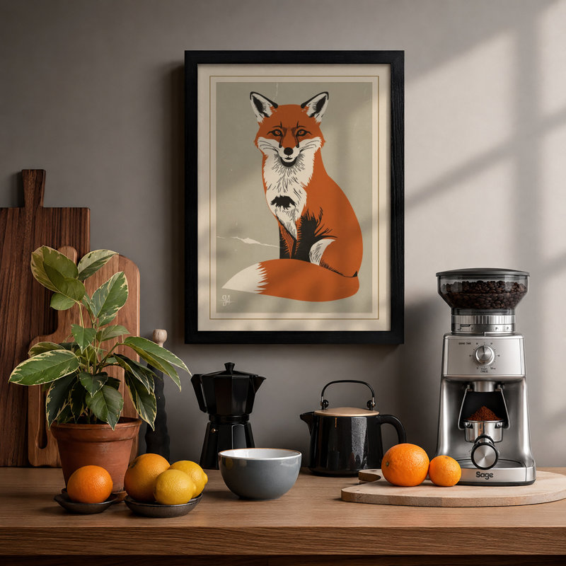 Dignified Fox Modern - Framed Print, Black, A3 - 42.0 x 29.7 cm