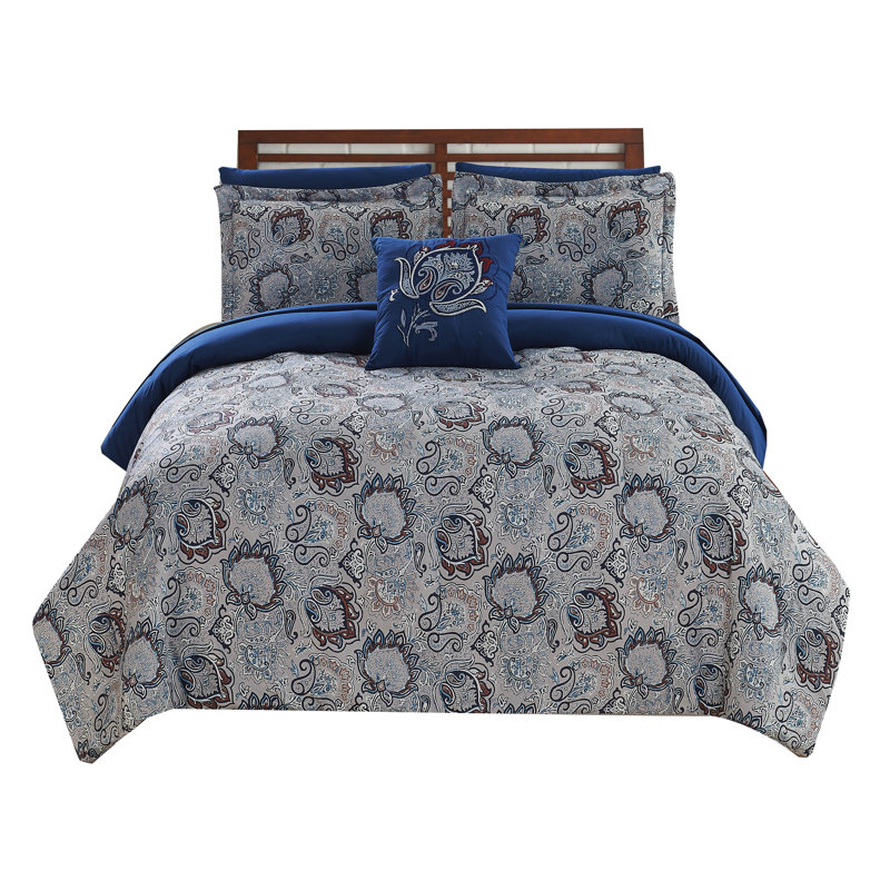 Caen Modern & Contemporary Machine Woven Floral Comforter Set, Full