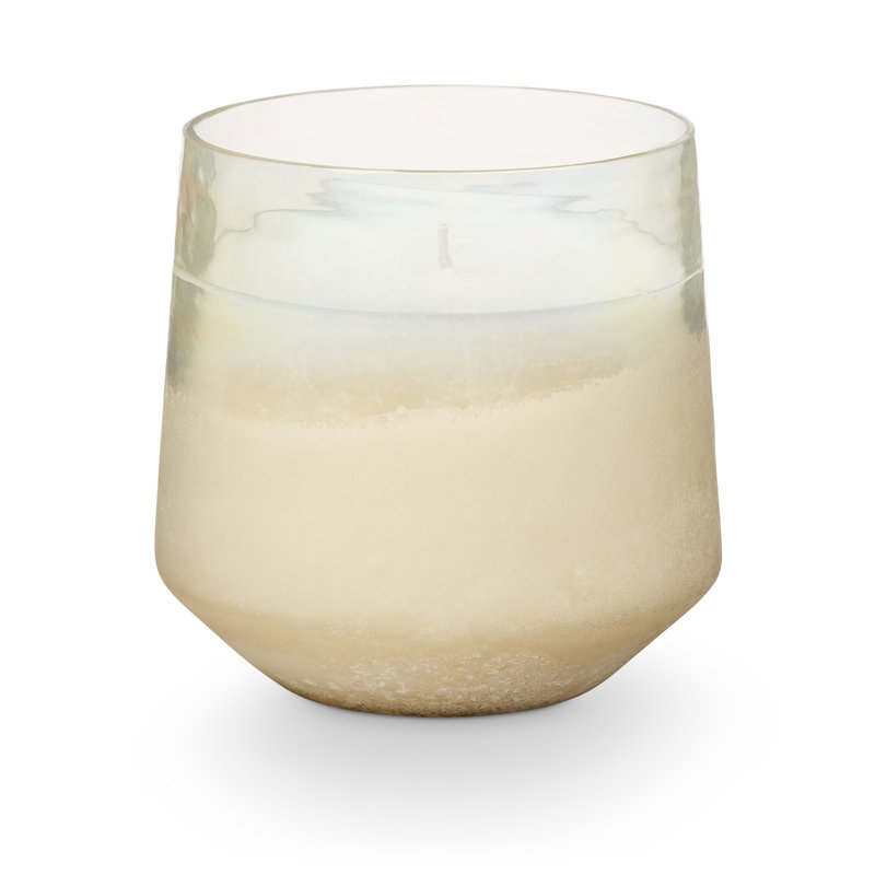 Bougie en verre baltique, blanc d'hiver, Verre baltique