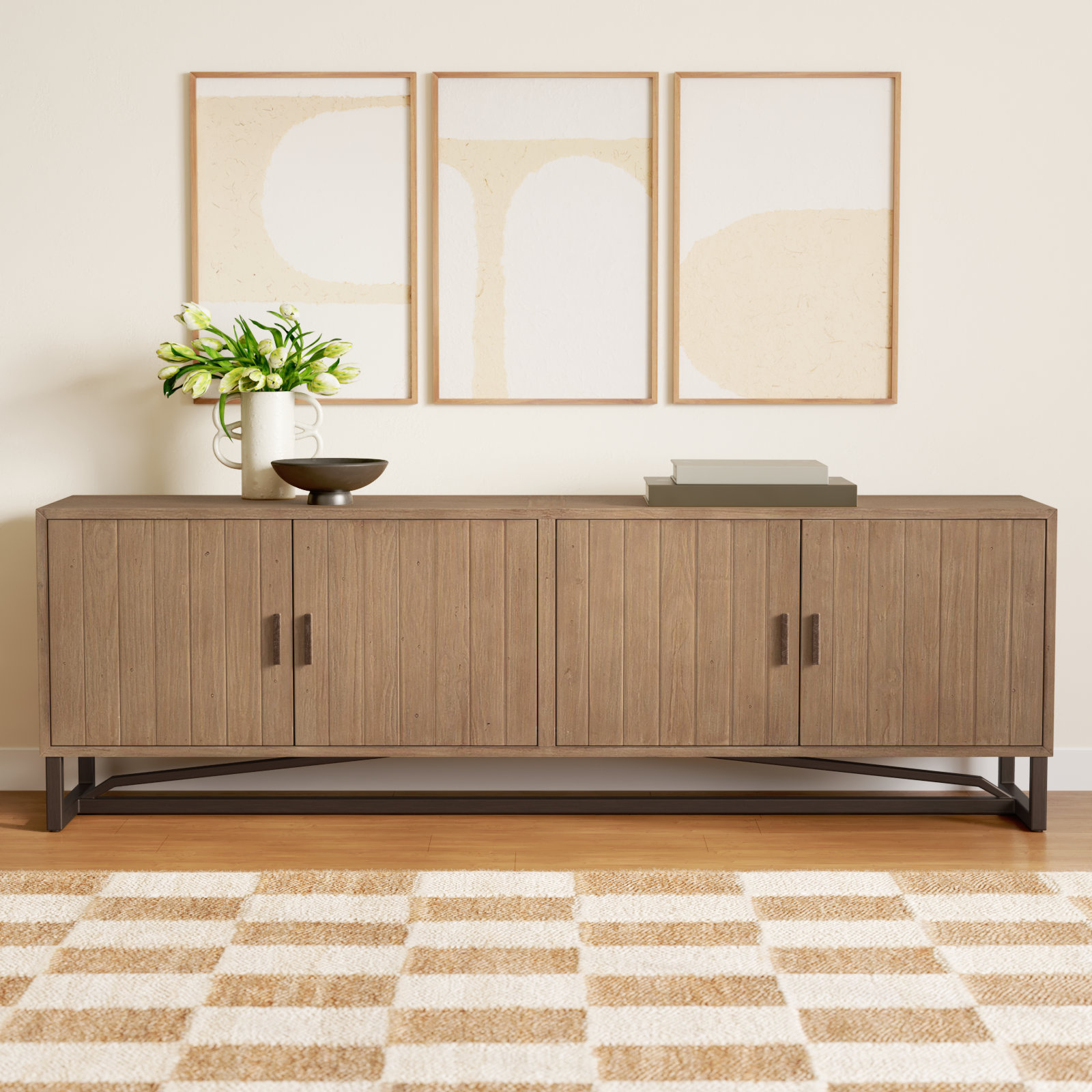 Lopez 79" Pine Entertainment Center, Natural