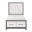 Lit plateforme contemporain avec rangement au pied de lit ivoire et gris mobilier de chambre à coucher 1pc