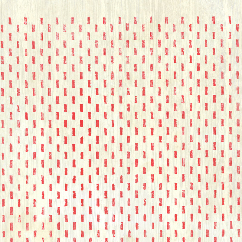 Motifs patinés en rouge, H 20 po x l 20 po x P 1,25 po