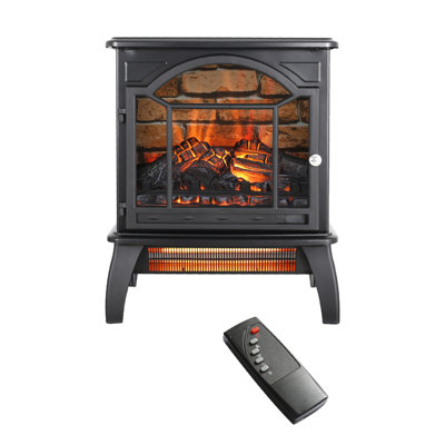 Foyer électrique - 18 pouces, 1500 W de chaleur, 5000 / h, flamme réaliste, protection contre la surchauffe, flamme 3D thermolaquée 1500 W, / ul, faible bruit