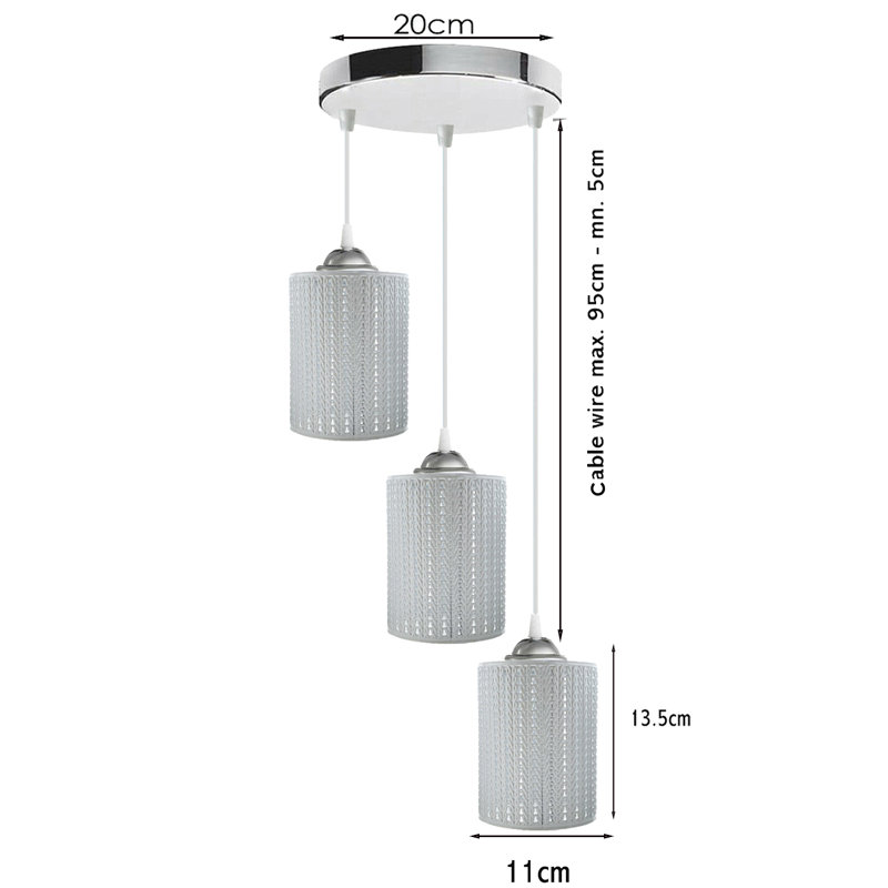 Crudden 3 - Light White Cluster Pendant