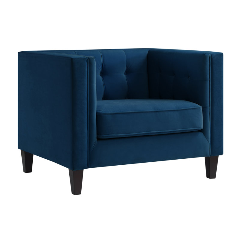 Fauteuil club Lotte, Velours bleu marine