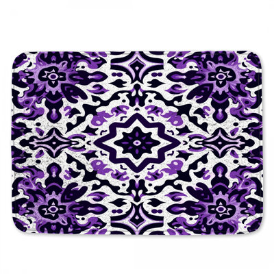 Tapis de bain mauve à motif orné