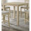 Table de salle à manger carrée en bois massif beige chaud pour 4 personnes, style maison traditionnelle