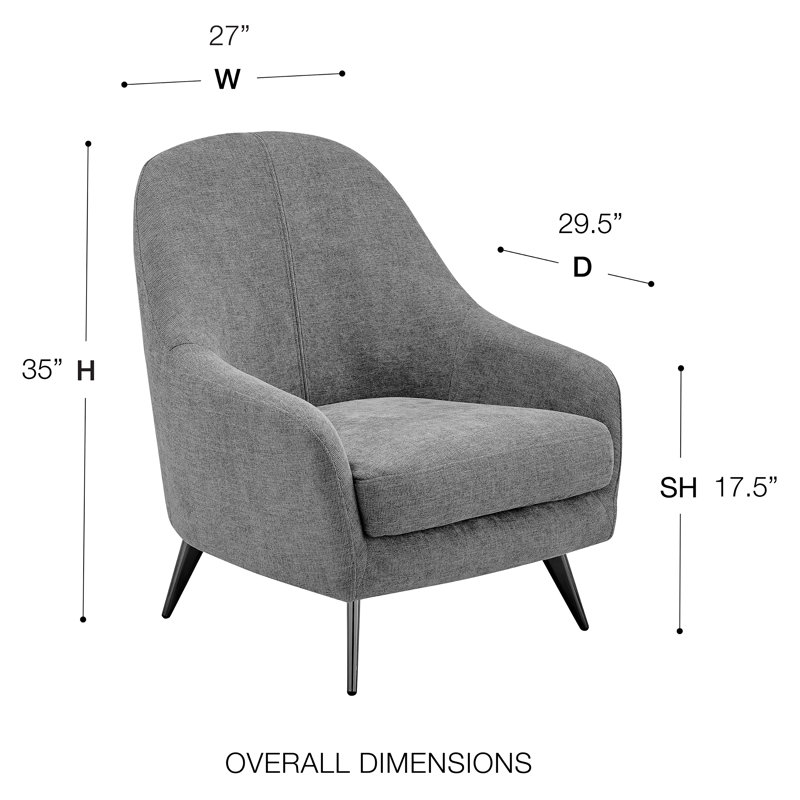 Akber Upholstered Armchair, Gray