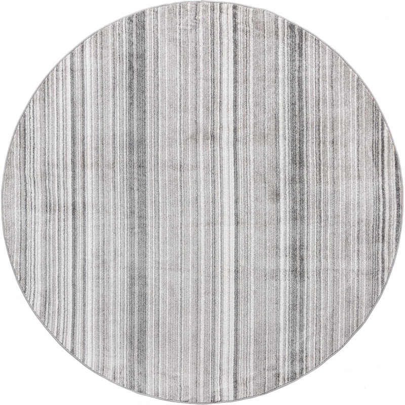 Osteen Striped Area Rug, Round 7'3", Gray