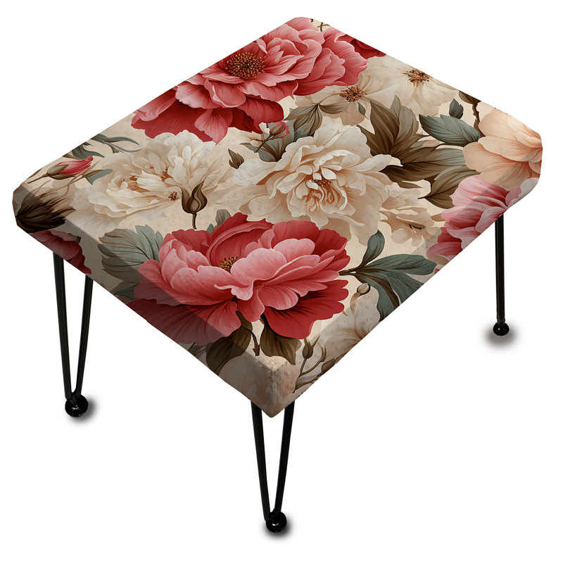 Repose-pieds vintage rétro avec motif victorien VI de roses rétro - motif floral
