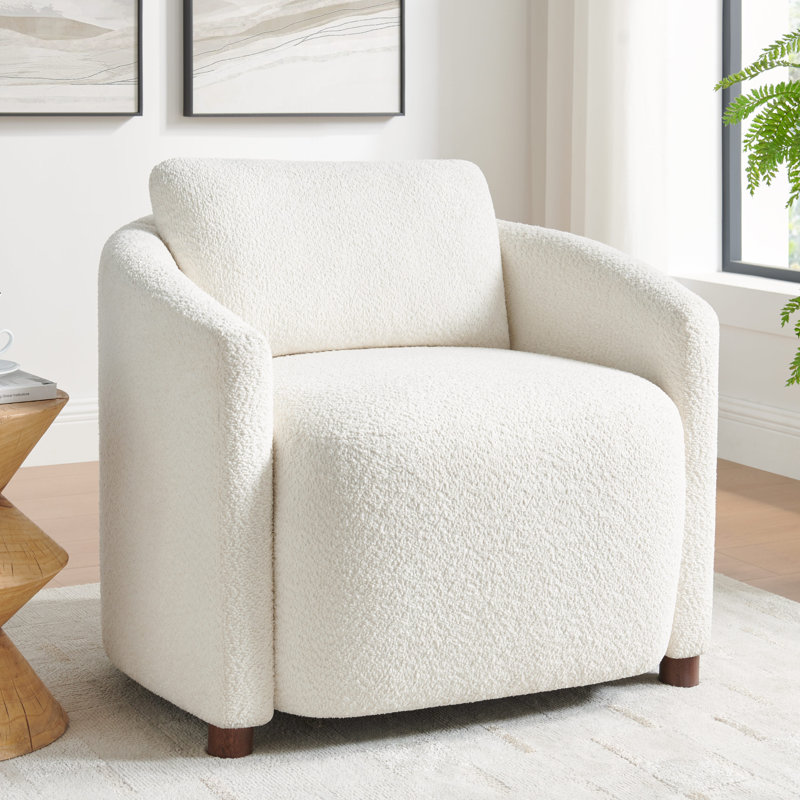 34.1'' Upholstered Accent Chair With Removable Back Cushion, White