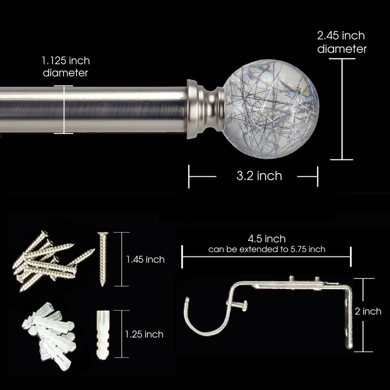 Largeur totale du Ziarra, Nickel brossé, 72" - 144"