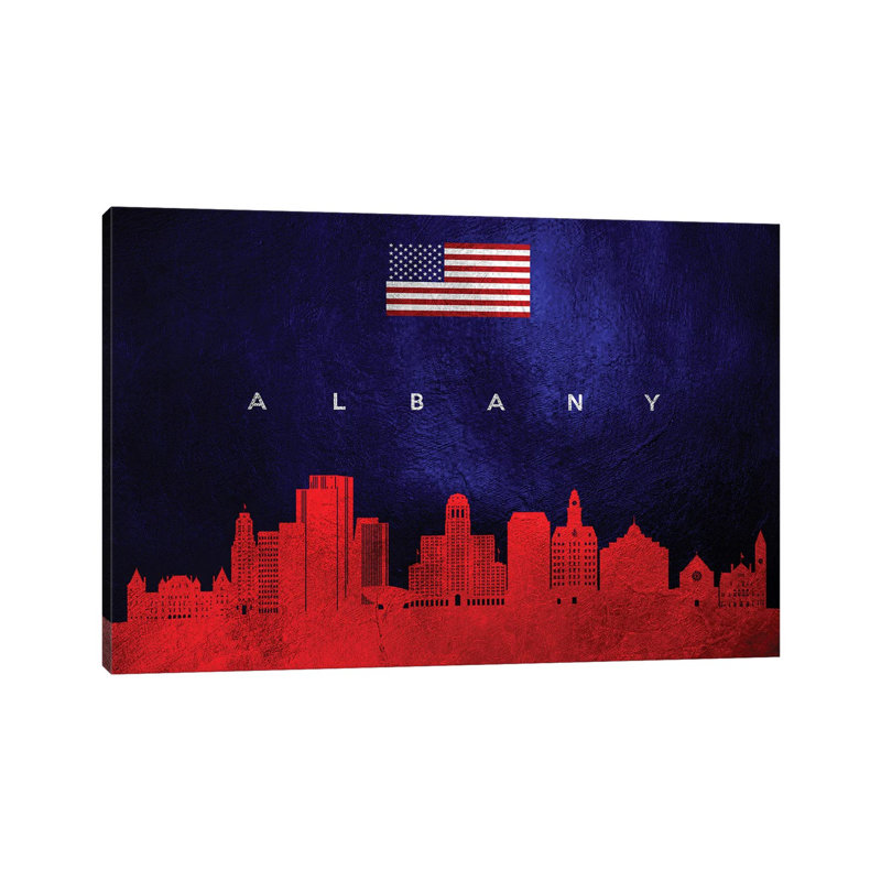 Albany New York Skyline by Adrian Baldovino - Wrapped Canvas Print, 20.32 cm H x 30.48 cm W