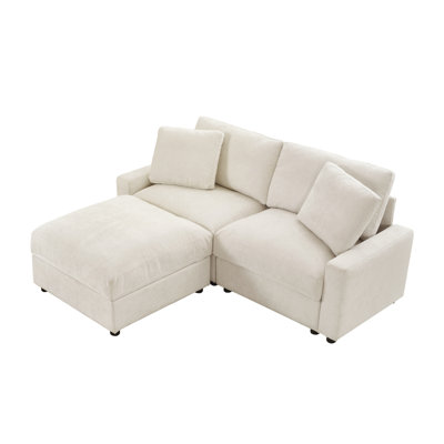 Space-saving Storage Sectional Sofa, Polyester Fabric, Modern Versatile Design For Home