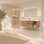 Meuble-lavabo double 59,3 po avec plateau en résine SMC, armoire en panneau de fibres à densité moyenne peint, portes à fermeture en douceur, tiroirs divisés, meuble-lavabo mural moderne pour les grandes salles de bain