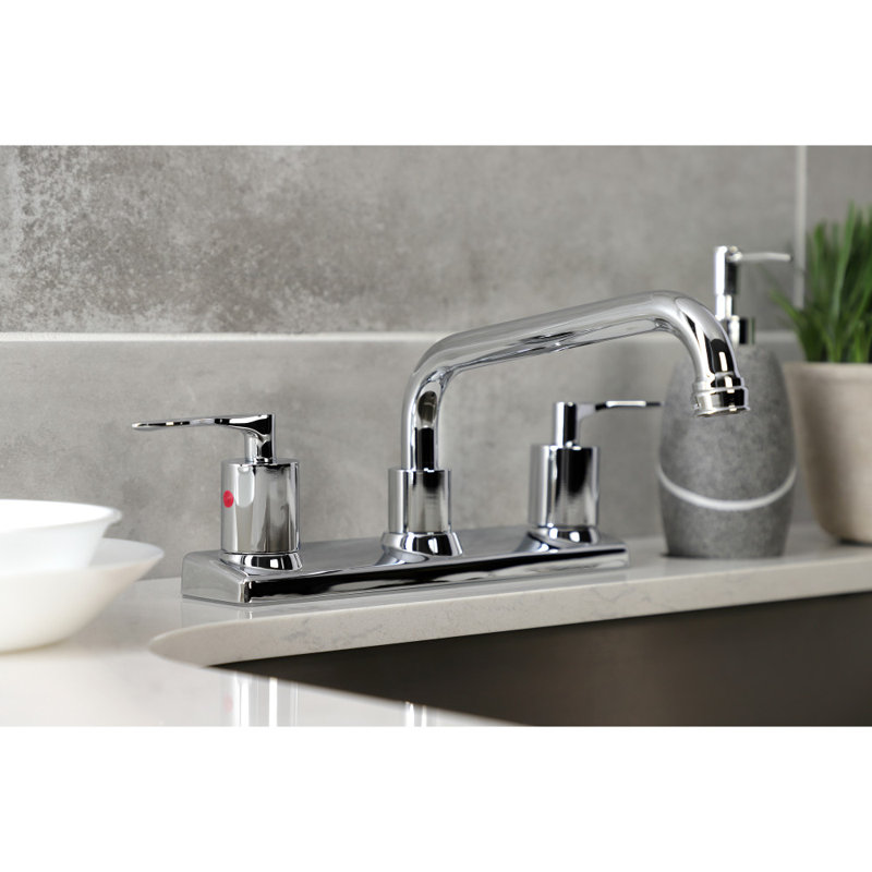 Kingston Brass Serena Two-Handle 2-Hole 8" Centerset Kitchen Faucet, Polished Chrome