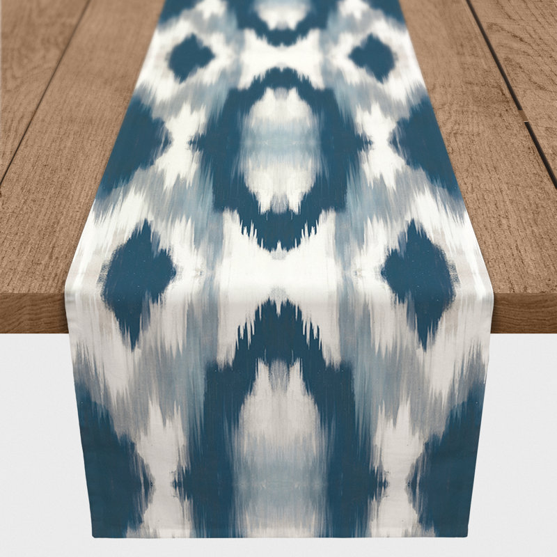 Chemin de table Doster, 72 po x 16 po, Bleu, Géomestrique 8