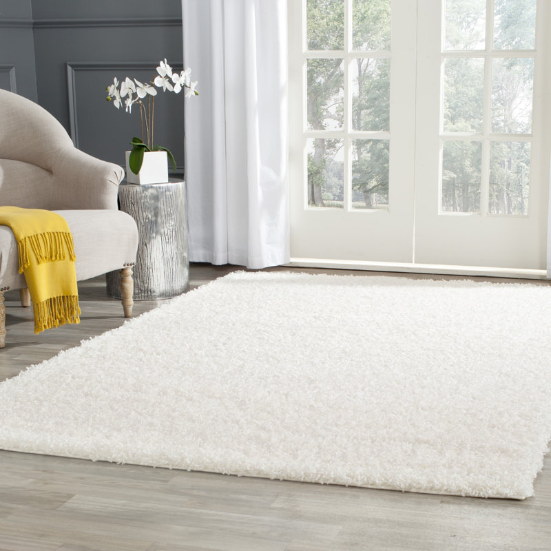 Tapis blanc cassé à poils longs Amoroso, Rectangle 10 pi x 14 pi