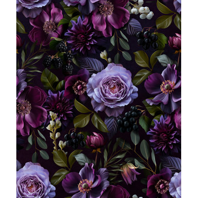 Papier peint floral noir Moody