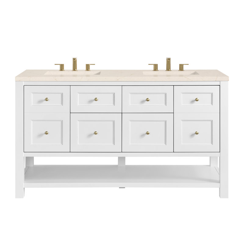 Breckenridge 60'' W Double Vanity, Bright White, Eternal Jasmine Pearl, Widespread