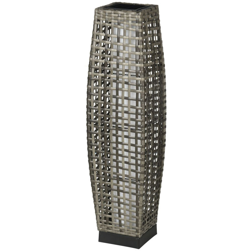 Lampe de plancher solaire Outsunny, lanterne de jardin d'extérieur et allée décorative avec lumières DEL automatiques pour le porche, la cour, la pelouse, la cour, la terrasse, gris