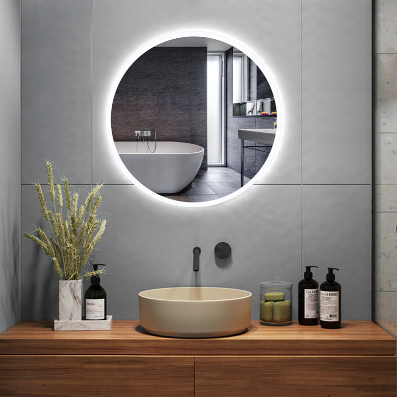 Round Frameless Backlit LED Anti-fog Bathroom Vanity Mirror, 32" x 32"