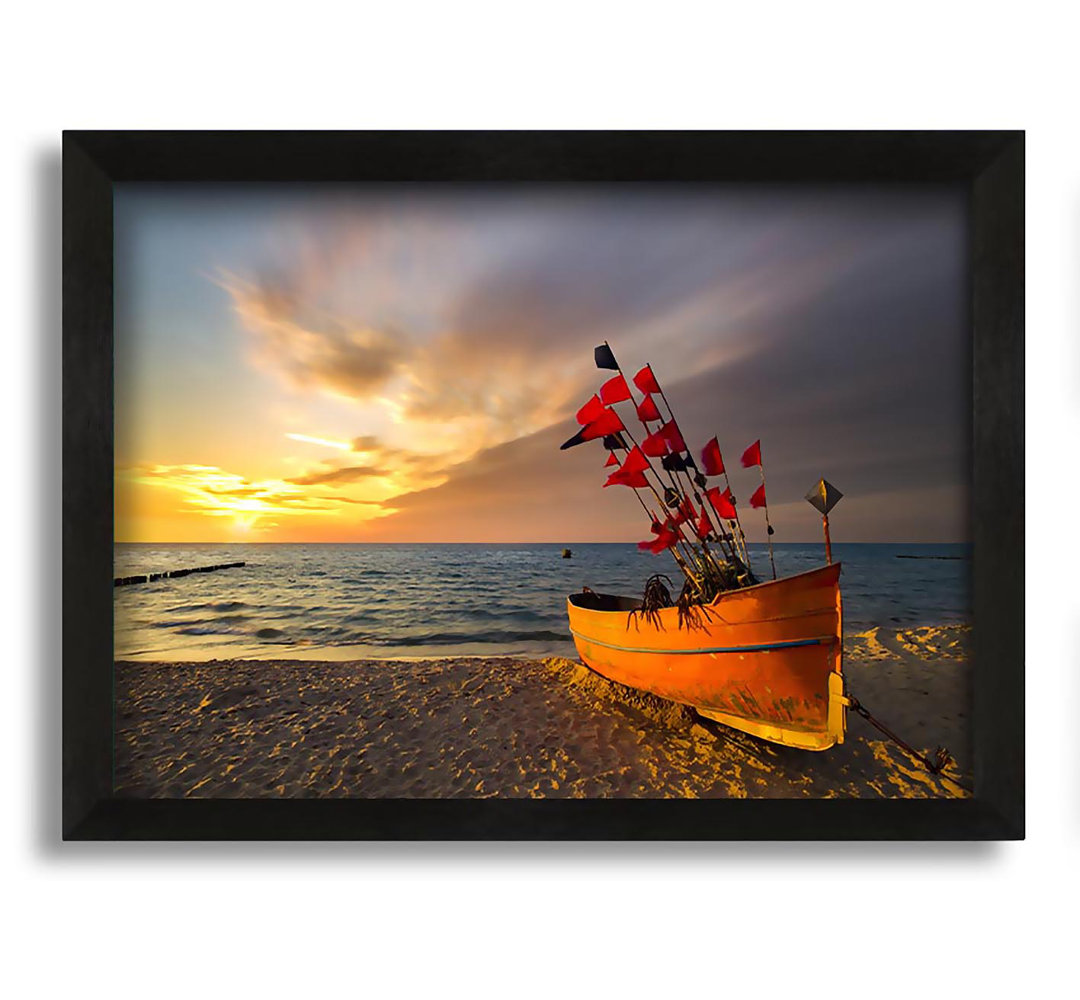 Gerahmter Fotodruck Flags In A Fishing Boat