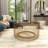 Gold Metal Living Room Coffee Table with Clear Glass Top, 32" x 32" x 18"