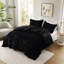 3 pièces d'édredon en fausse fourrure de couleur unie noir très grand / très doux, envers en vison doux, lavable à la machine, mini cousu bout à bout, noir, cousu, lavable-120954242-120954241